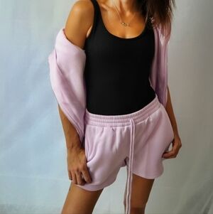 Women's Lavender Drawstring Lounge Shorts